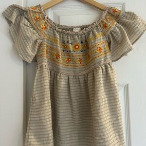 Striped Boho Embroidered Blouse size small